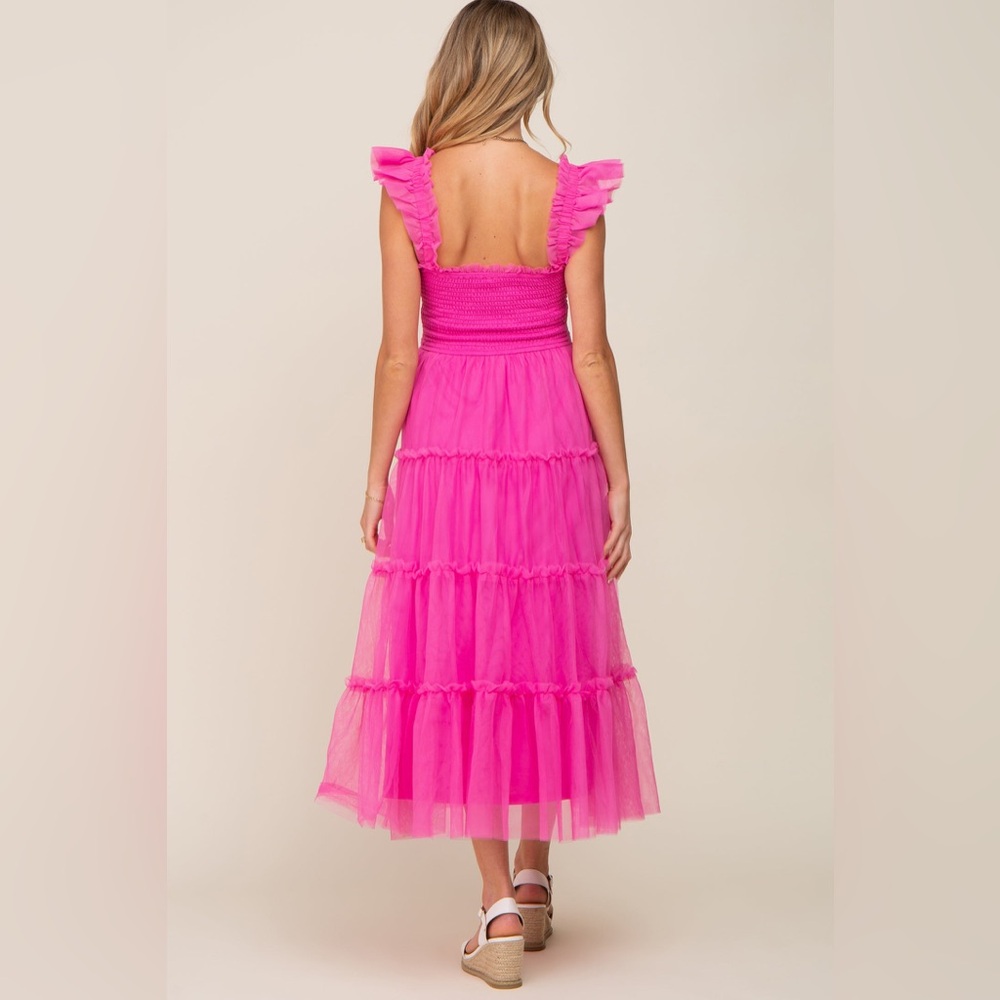 Elegant Pink Ruffle Maxi Dress - Picture 3 of 6